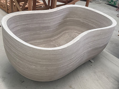 China Natural Stone White Wood Marble Bath Tub