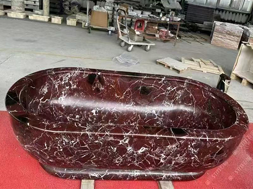 Red Color Rosso Levanto Marble Bath Tub