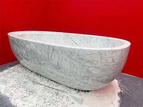 White Color Stone Freestanding Bathtub Cararra White Marble