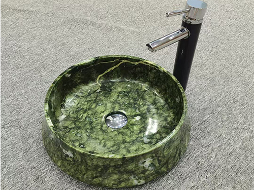 Natural Marble Stone Ming Green Round  Wash Basin