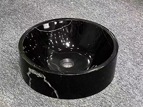 Round Shape Natural Marble Nero Marquina Wash Basin