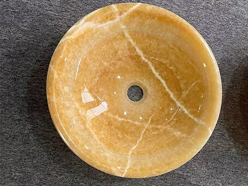 Yellow Onyx Marble Bathroom Round Wash Basin