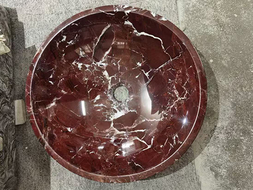 Red Color Natural Marble Rossa Levanto Wash Basin