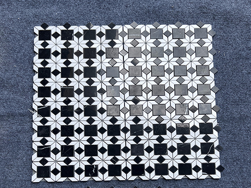 Natrual Stone Asiston White and Nero Marquina Mosaic Pattern